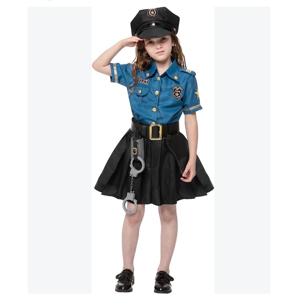 Spooktacular Creations Girls Police Officer Costume 9pc Set Size Small 5-7 Blue